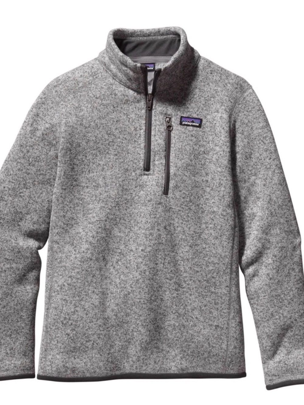 Patagonia Boy's Better Sweater 1/4 Zip Fleece Pullover Salt Grey Size S (7-8)